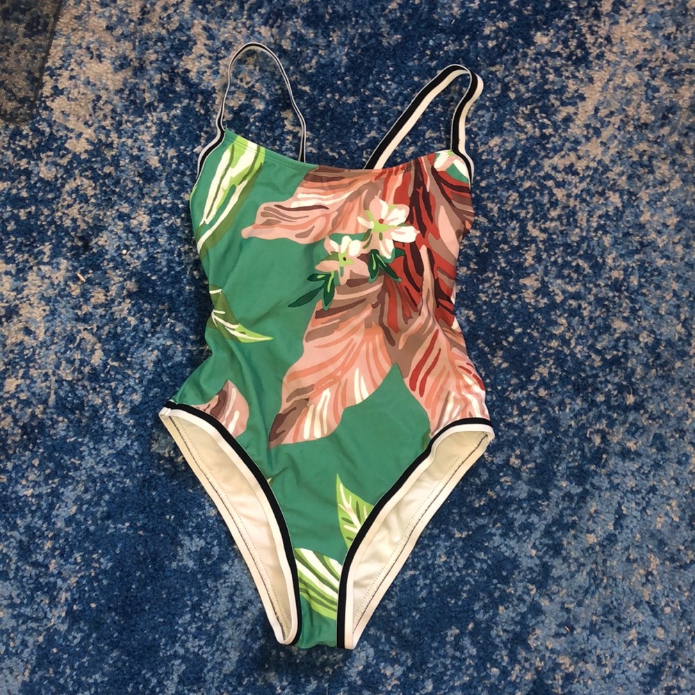 Floral one piece bathing suit